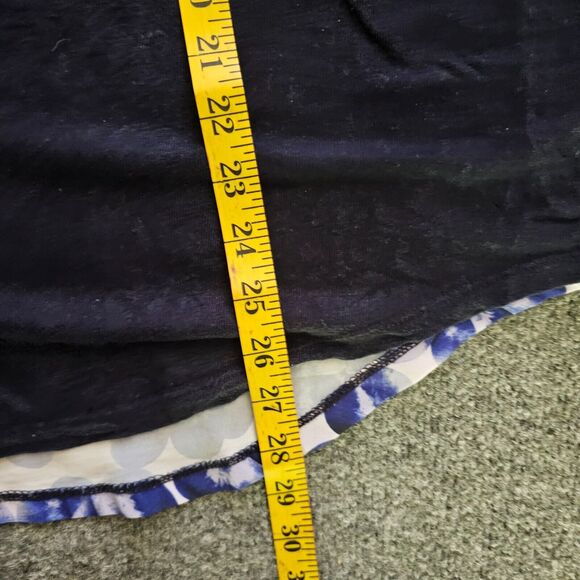 Talbots Top Shirt Women 2X Blue Linen Tie Dye Short Sleeve Round Neck Casual - Picture 6 of 10